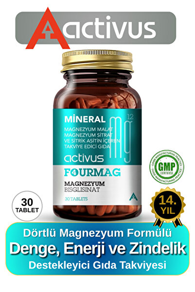 ACTİVUS FOURMAG Magnezyum Kas Desteği Enerji Metabolizması Sitrat Taurat Bisg...