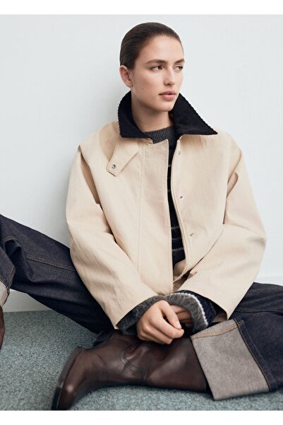 MANGO Woman Kadife yaka pamuklu ceket