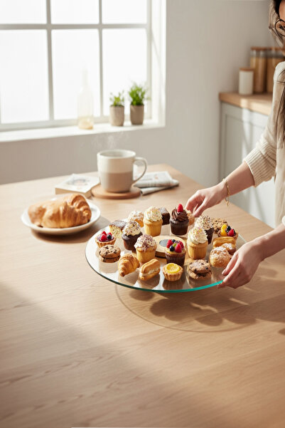 EVSTYLE 260 Degree Bamboo Base Glass Presentation Stand - Unbreakable 4 Milim Tempered Glass