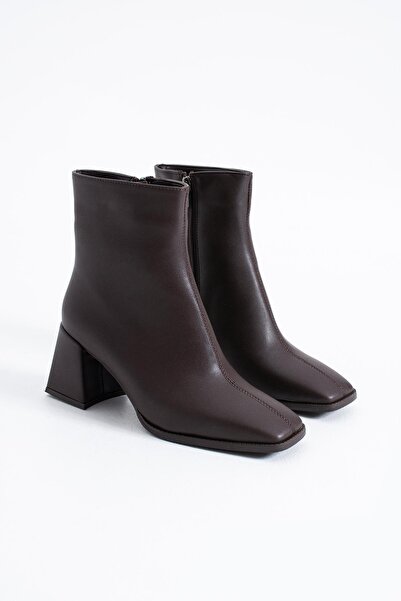 Moda Pie Cizme pentru femei Hernet Cornered Mold cu cusătură frontală piele maro