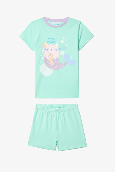 Penti Girl's Purrmaid Cotton 2-Piece Pajama Set