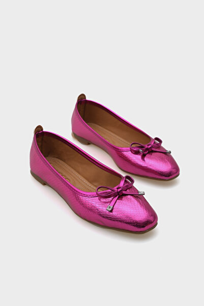 Capone Outfitters Damskie baleriny Hana Trend Bow w kolorze fuksji