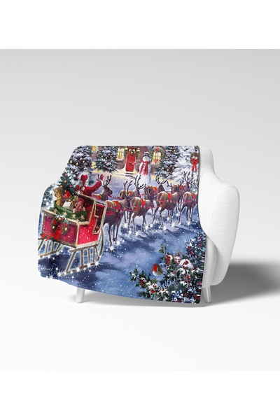 Erays Home Christmas & Christmas Patterned Fleece Blanket Tv Blanket Merry Christmas
