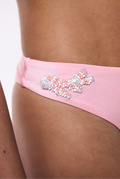 Penti Rosa Perlen detaillierte V-Schnitt Bikini Bottom - Gamze Erçel Collection