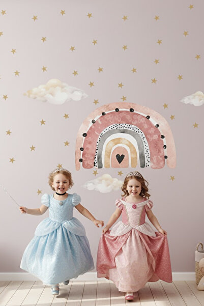 Kt Grup Набір наклейок на стіну «Бохо-веселка, хмари та зірки»