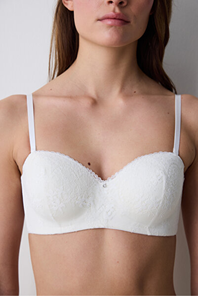 Penti Sequin Lace Lotus Off-White Strapless Bra