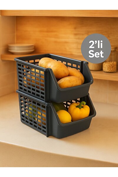 Nesto Home Set of 2 Bathroom Kitchen Organizer Addable Multi-Purpose Multi-Purpose Shelf