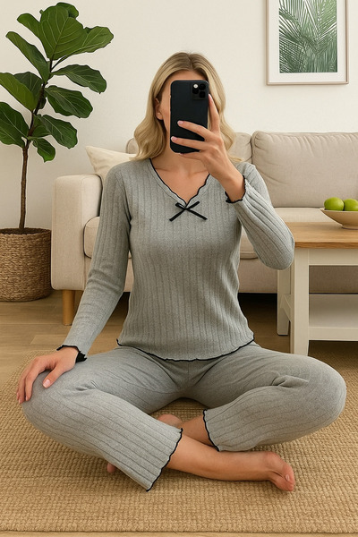 LİLA İÇ GİYİM Σετ πιτζάμες με μακρύ μανίκι Interlock