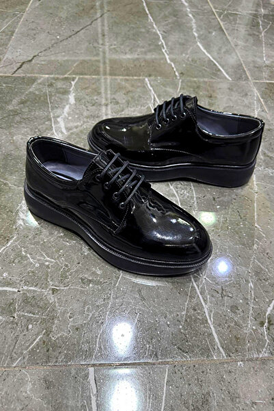 D derde made in turkey Black Patent Leather Thick Sole Men's Classic Shoes