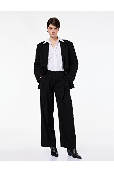Koton Wide Leg Fabric Palazzo Trousers with Pockets and Pleat Detail