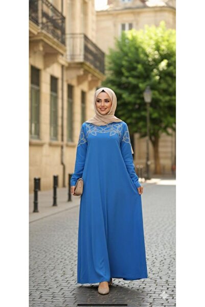 İZZA STYLE Бавовняна сукня з каменем для жінок, що носять хіджаб