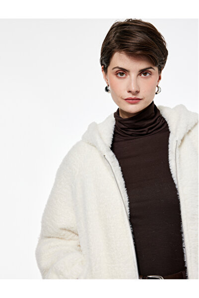 Koton Long Sleeve Pocket Zippered Hooded Plush Jacket