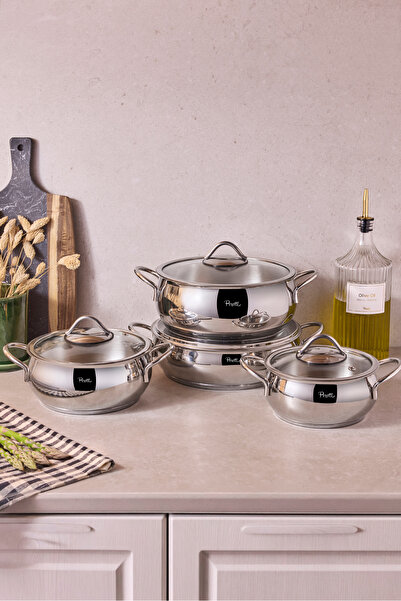 Perotti Burgaz Induction Base 8 Piece Steel Cookware Set