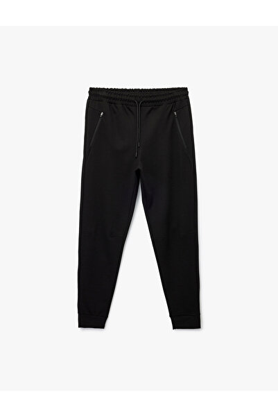 Koton Αθλητικό παντελόνι Jogger από μείγμα βισκόζης με τσέπη με φερμουάρ και κορδόνια στη μέση