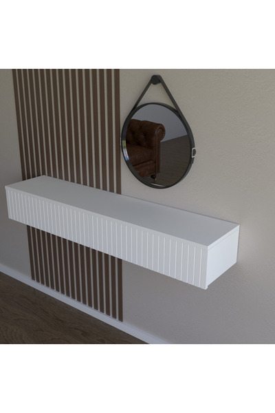 Barida Sanat Konsol İki Çekmeceli | Dresuar | Duvara Monte MDF Ahşap Raf | Makyaj Masası 130cm uzunluk