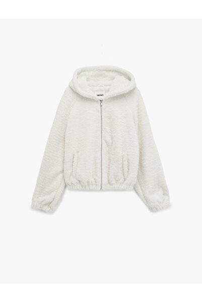 Koton Long Sleeve Pocket Zippered Hooded Plush Jacket