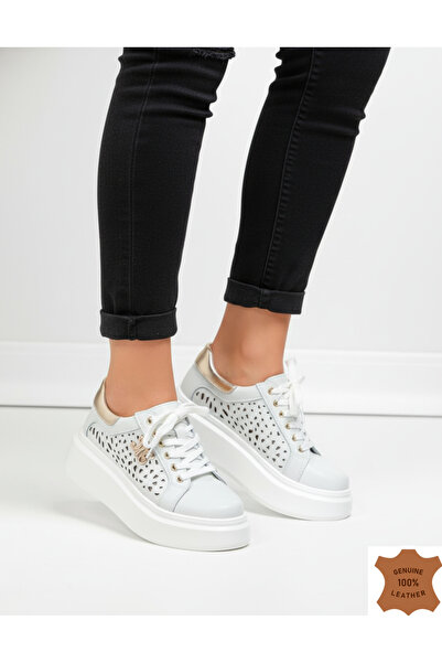 ANGEL BLUE Pantofi casual dama piele naturala cu model perforat -4 culori disponibile