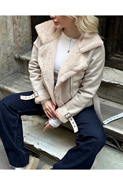 Foot sneakerss Dámský semišový kabát z nové sezóny Zr kůže s detailem pásku