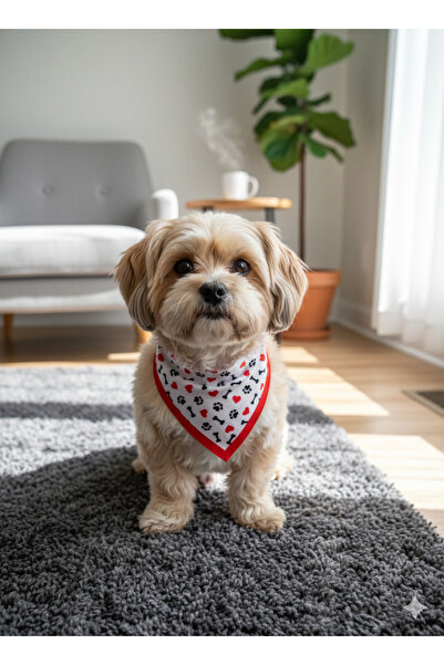 Masc Ozc Köpek Oyuncaklı Motif Üçgen Fular Bandana Bağlamalı