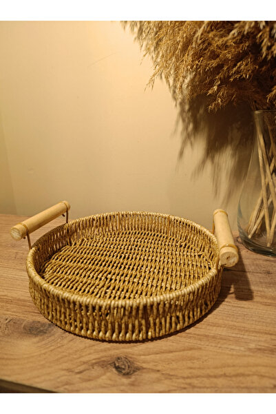 Paganca Small Size Round Wicker Rattan Presentation Tray - Organizer