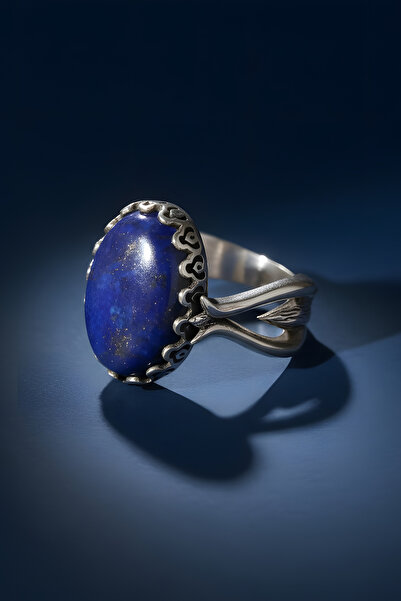 Takıdepo Lale Model Lapis Lazuli Taşlı El Işi Gümüş Yüzük