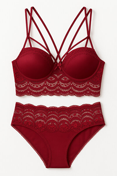 LİBELLA İÇ GİYİM Γυναικείο κομψό φανταχτερό σετ 2 τεμαχίων Bralet με μοτίβο δ...