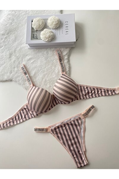 MAVEA Σετ σουτιέν με ριγέ Micro Fabric Stone