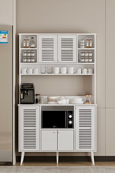 melura home 120 Cm Kahve Ünitesi - Kahve Köşesi Panjur Kapak %100 Mdf Çok Amaçlı Dolap