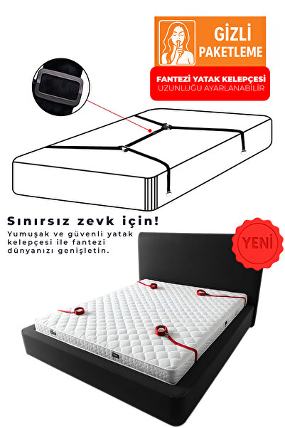 Yatağa Bağlama Fantazi Kırmızı Tek Ve Çift Kişilik Yataklar Için Uyumlu Yatak Kelepçesi Seti