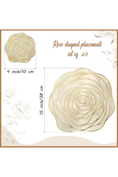fulina Round Pressed Set Metallic Slip Resistant Placemat Coaster Including 12 Placemats and 12 Coasters