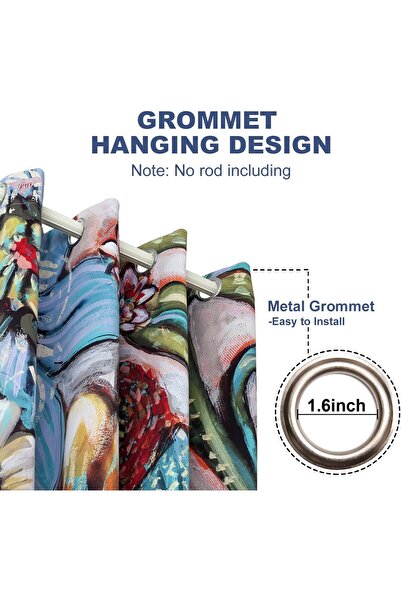 fulina Floral Curtains Blackout Window Panels Room for Living Room Dining Room Bedroom, 52"×84", 2 Panels