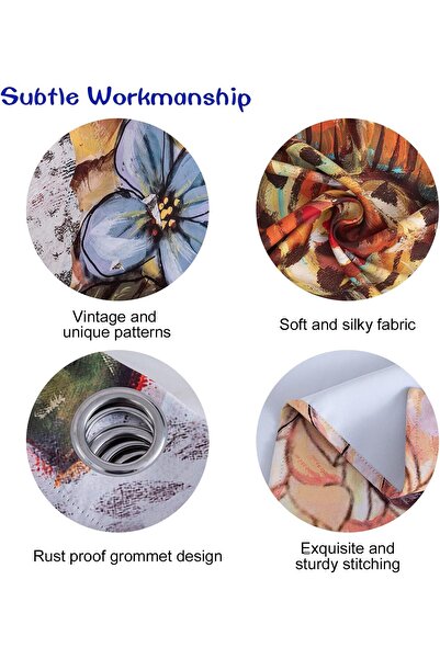 fulina Floral Curtains Blackout Window Panels Room for Living Room Dining Room Bedroom, 52"×84", 2 Panels