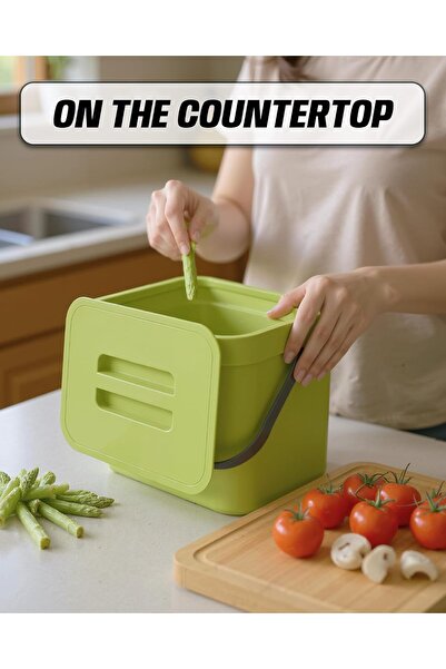fulina Countertop Compost Bin Kitchen, Hanging Trash Can with Lid for Kitchen Cabinet Door, Under Sink