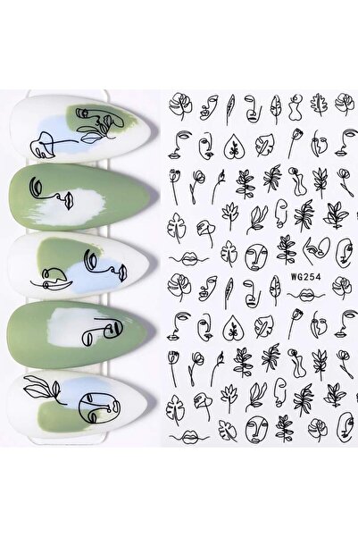 fulina Graffiti Fun Nail Art Stickers, 3D Self-Adhesive Abstract Lady Face Rose Leaf Nail Design(6 Sheets)