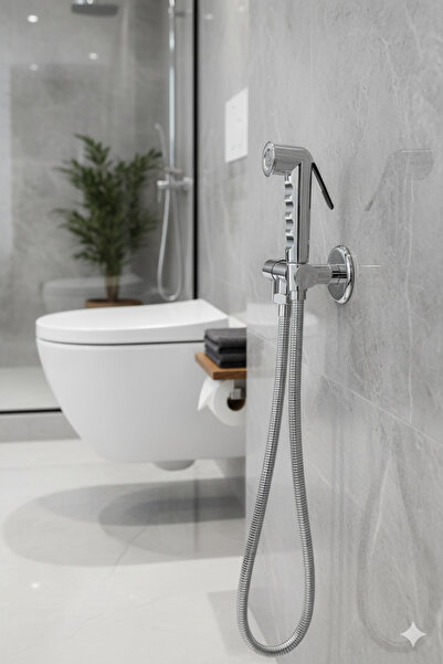 Elmas Duş Fix Shattaf Krom Tek Gövde Askılı Set