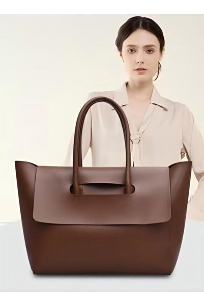 Generic Shoulder Tote Bag Faux Leather Flap Design Handbag Large Capacity Bucket Bag Fashionable Messenger