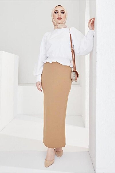 TRENDTESETTÜR WOMEN'S COFFEE (A.CAMEL) WAIST RUBBERED PENCIL SKIRT T 802