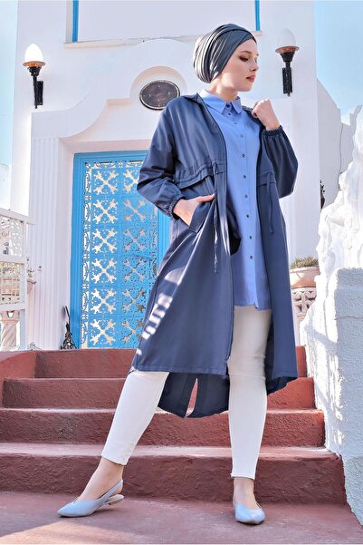 TRENDTESETTÜR ЖІНОЧИЙ СИНІЙ (А.ІНДИГО) ТРЕНЧКОТ З ПІДВ'ЯЗКОЮ НА ТАЛІЇ 2403