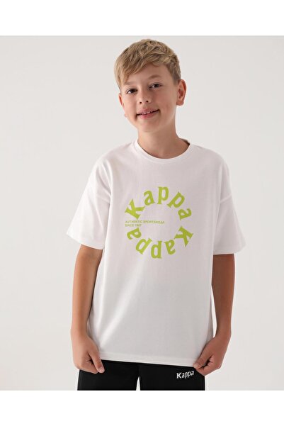 Kappa Authentic Alvaro Boy's Ecru Oversize Fit T-Shirt