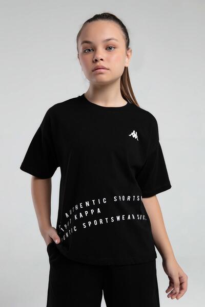 Kappa Authentic Kaley Kız Çocuk Siyah Regular Fit Tişört