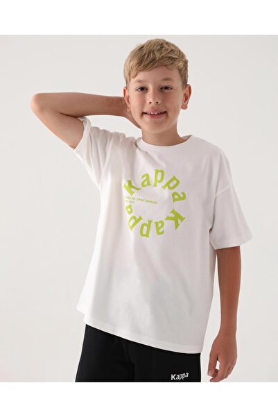 Kappa Authentic Alvaro Boy's Ecru Oversize Fit T-Shirt
