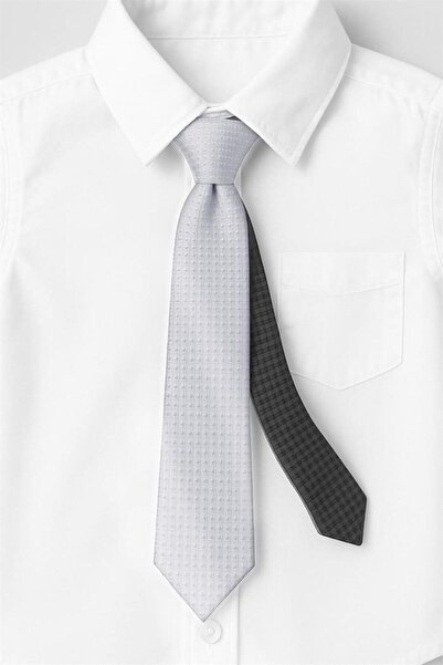 Shoes Center Gray Double-Sided Thin Children's Tie