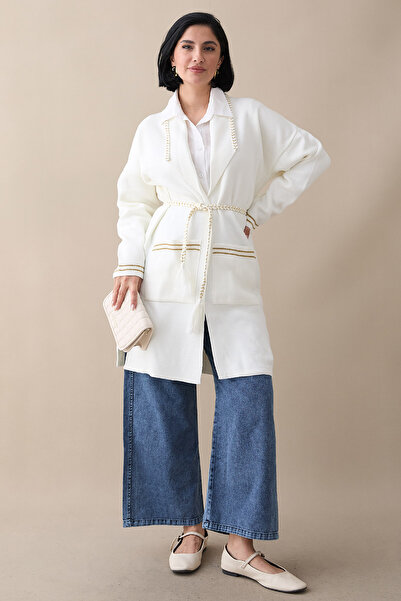 InStyle В'язаний білий трикотажний піджак з блискітками