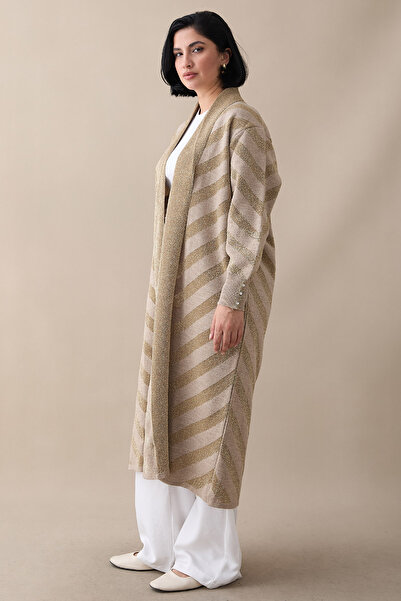 InStyle Beige Knitwear Jacket with Glitter Detail