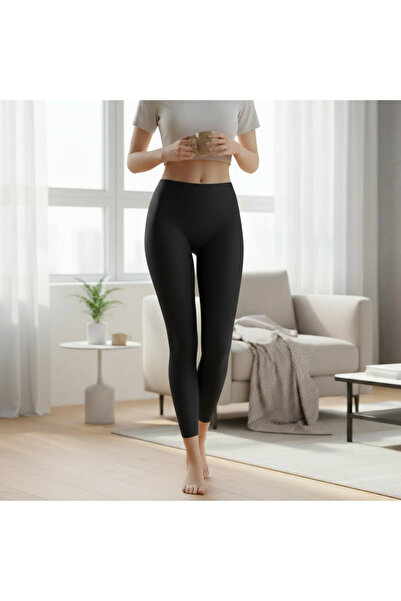 E-Giyimbank Kadın Siyah Yüksek Bel Spor Tayt – 120 Denye Mikro, İnce ve Rahat...