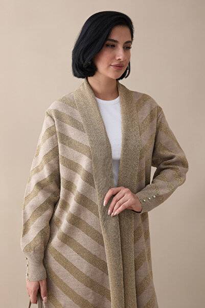InStyle Beige Knitwear Jacket with Glitter Detail