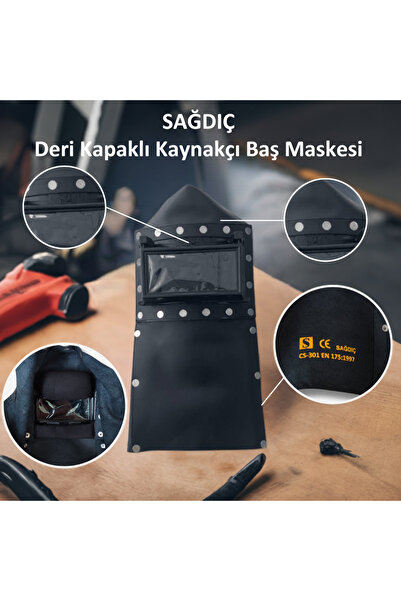 SAĞDIÇ Deri Kapaklı Kaynakçı Baş Maskesi