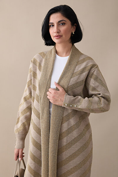 InStyle Beige Knitwear Jacket with Glitter Detail