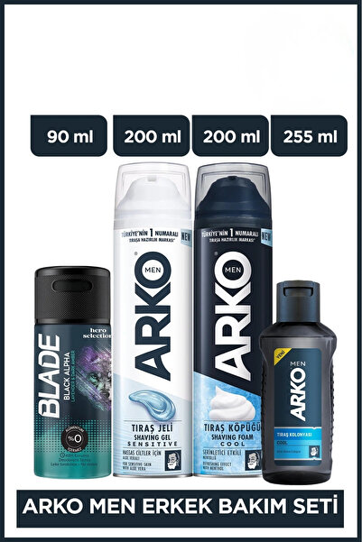 Blade Black Alpha Erkek Alüminyumsuz Deodorant 90 Ml & Arko Men Erkek Tıraş Seti