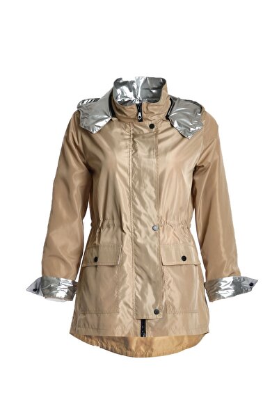 Ysatis Minimalist Midi Kadın Yağmurluk Mont - Kapüşonlu & Uzun Kol